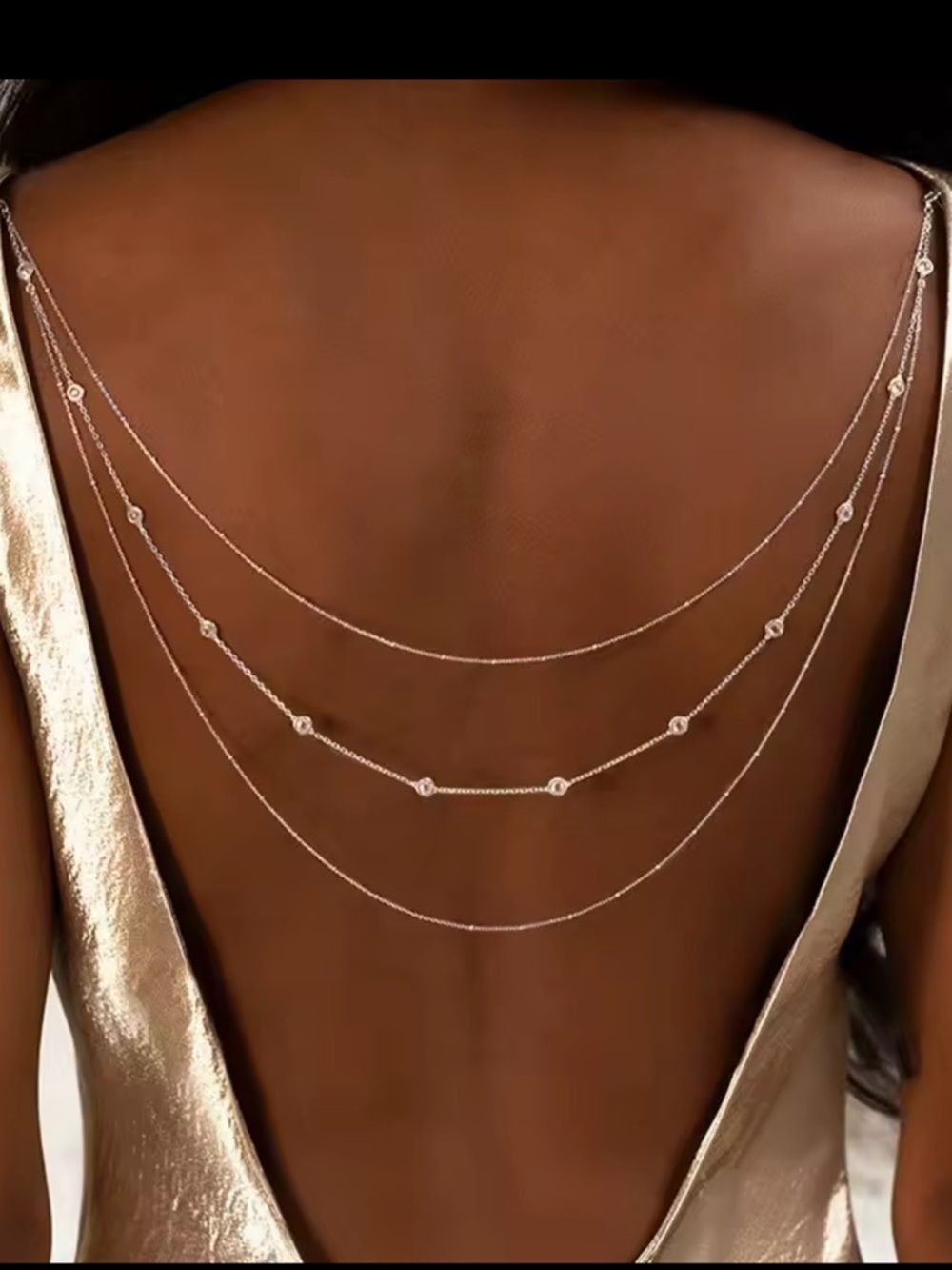 Three-Tier Back Chain Necklace - Silver